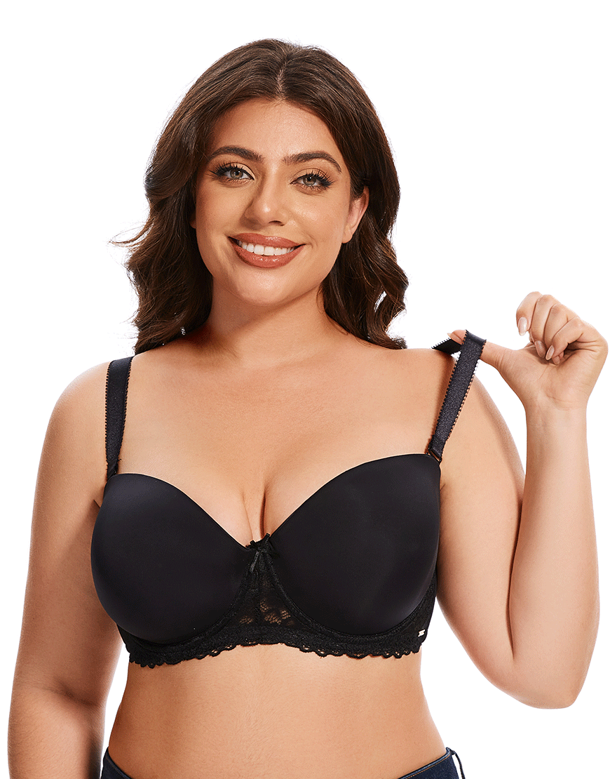 Mesh Curvy Lightly Padded strapless Wired Bra-BLACK