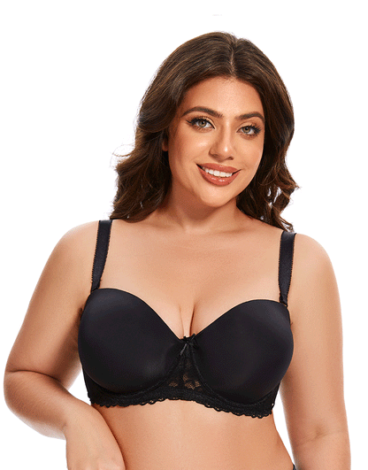 Mesh Curvy Lightly Padded strapless Wired Bra-BLACK